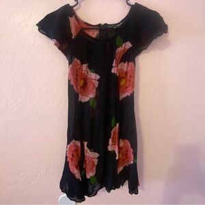 Deadstock Betsey Johnson Black Sheer Floral Mini Dress